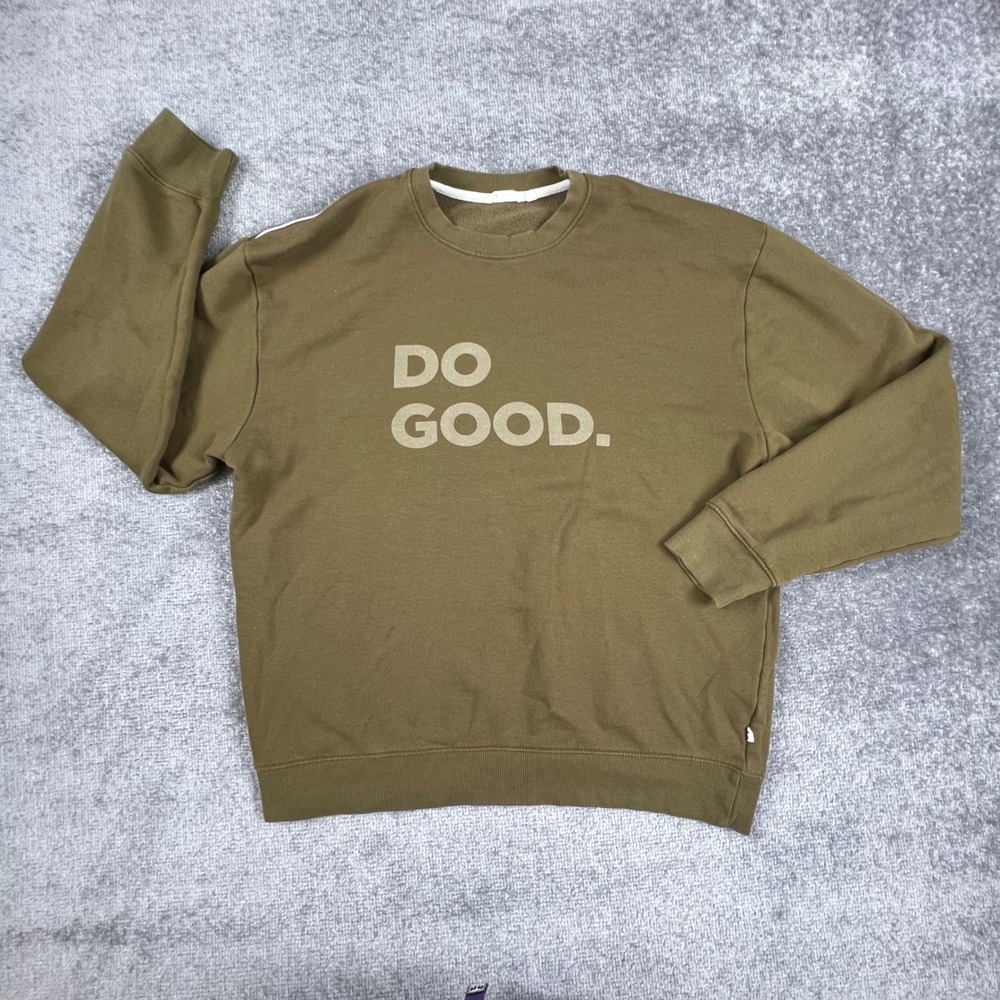 Cotopaxi Do Good Crewneck Sweatshirt Olive Green Graphic Fleece Mens Large L